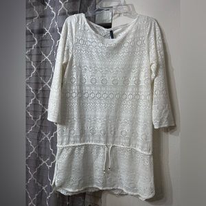 Ralph Lauren Off White Open Stitch Crochet Knit Cover -up size Large